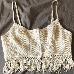 Cute fringed off-white top